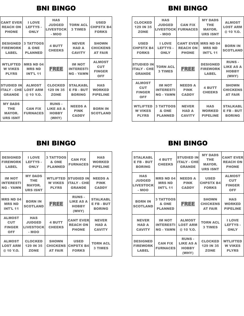 BNI BINGO