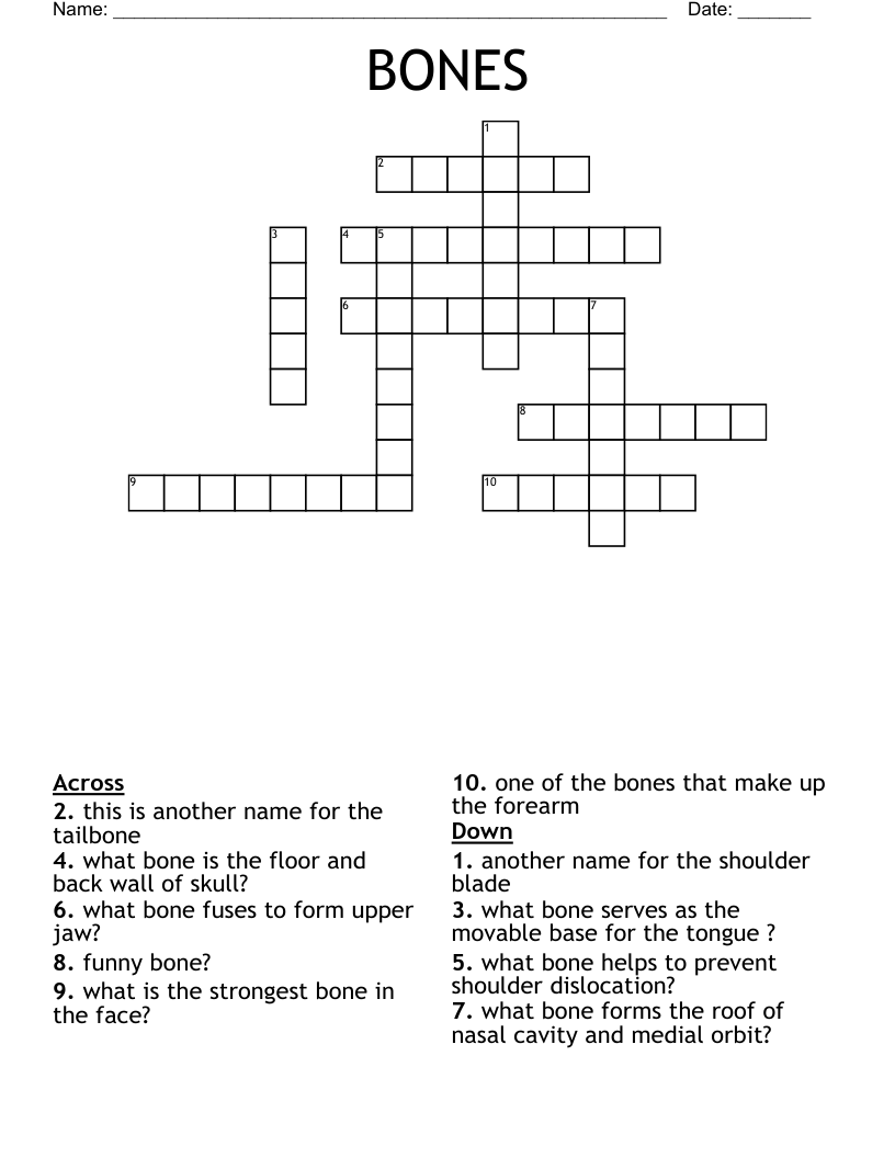 BONES Crossword WordMint