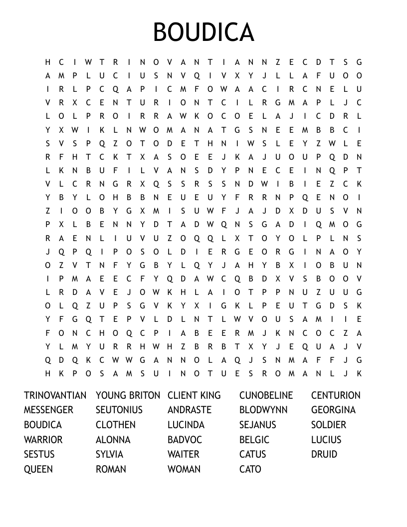 BOUDICA Word Search