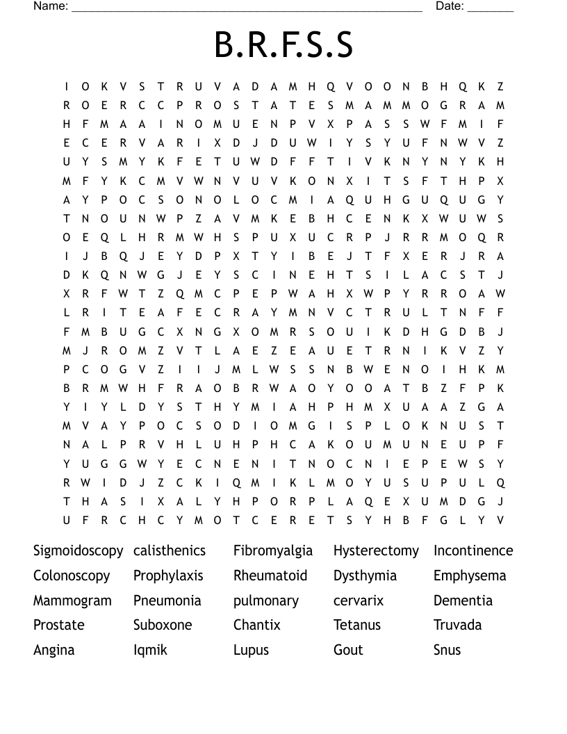 B.R.F.S.S Word Search