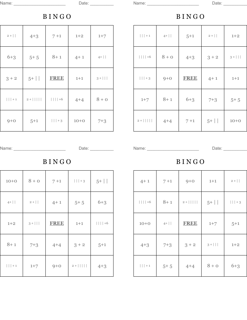 B I N G O Bingo Cards