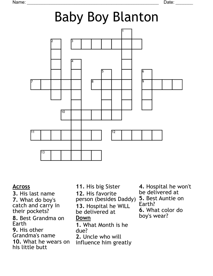 Baby Boy Blanton Crossword