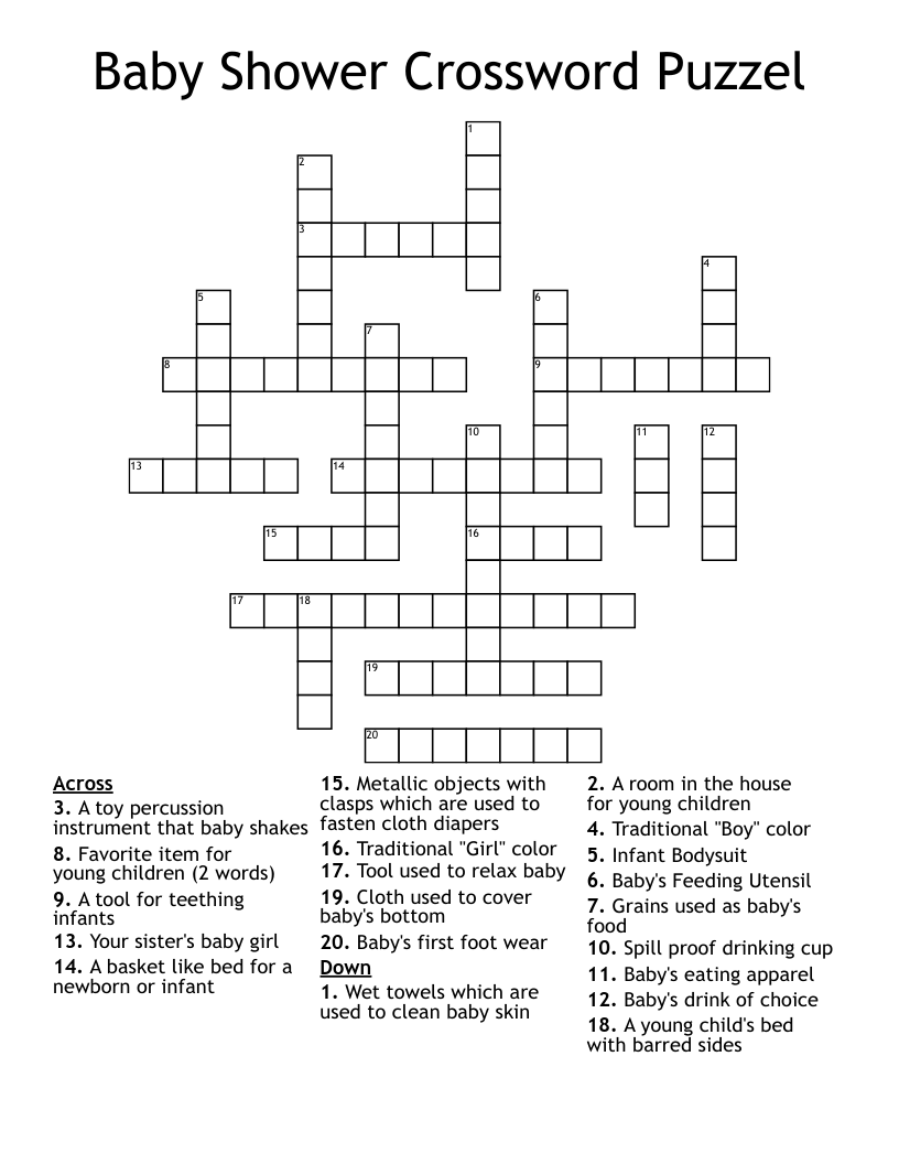 Free Printable Baby Shower Crossword Puzzle Baby Shower Printables Riset
