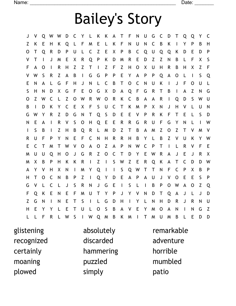 Bailey's Story Word Search
