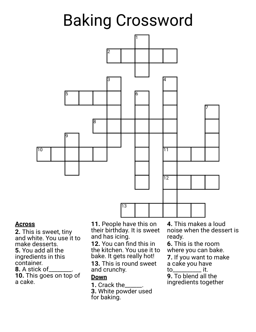 Baked Goods Crosswords Word Searches Bingo Cards WordMint