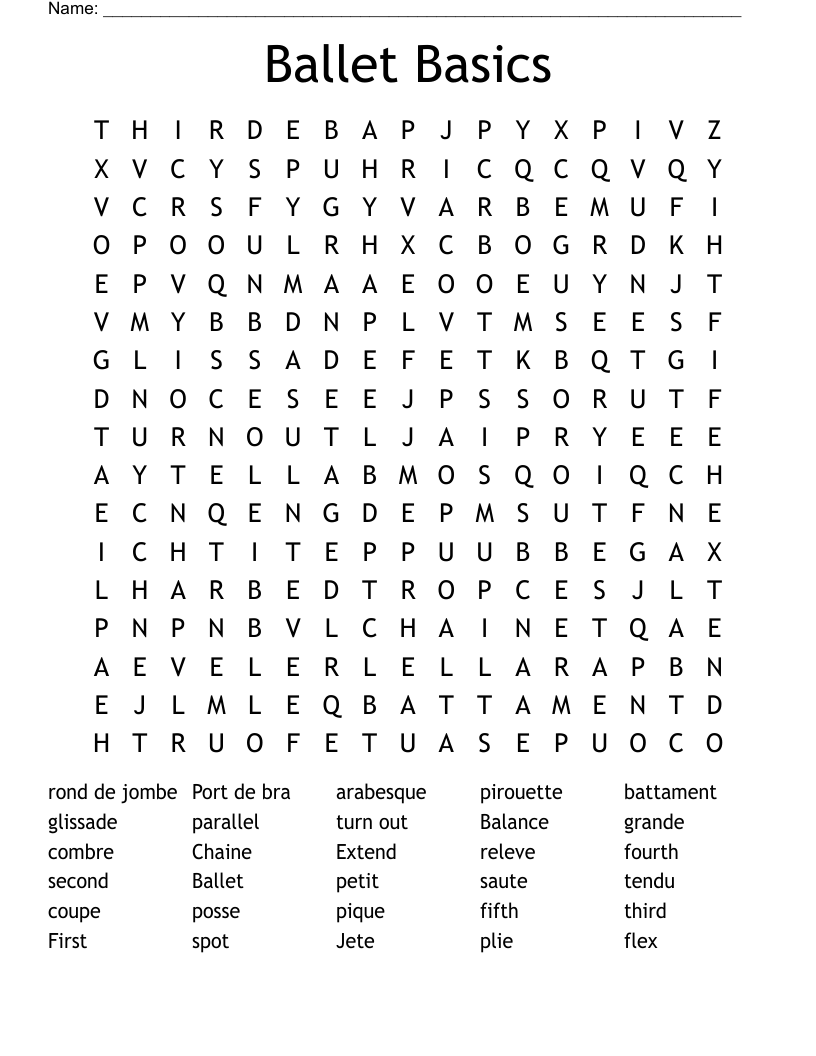 Ballet Basics Word Search