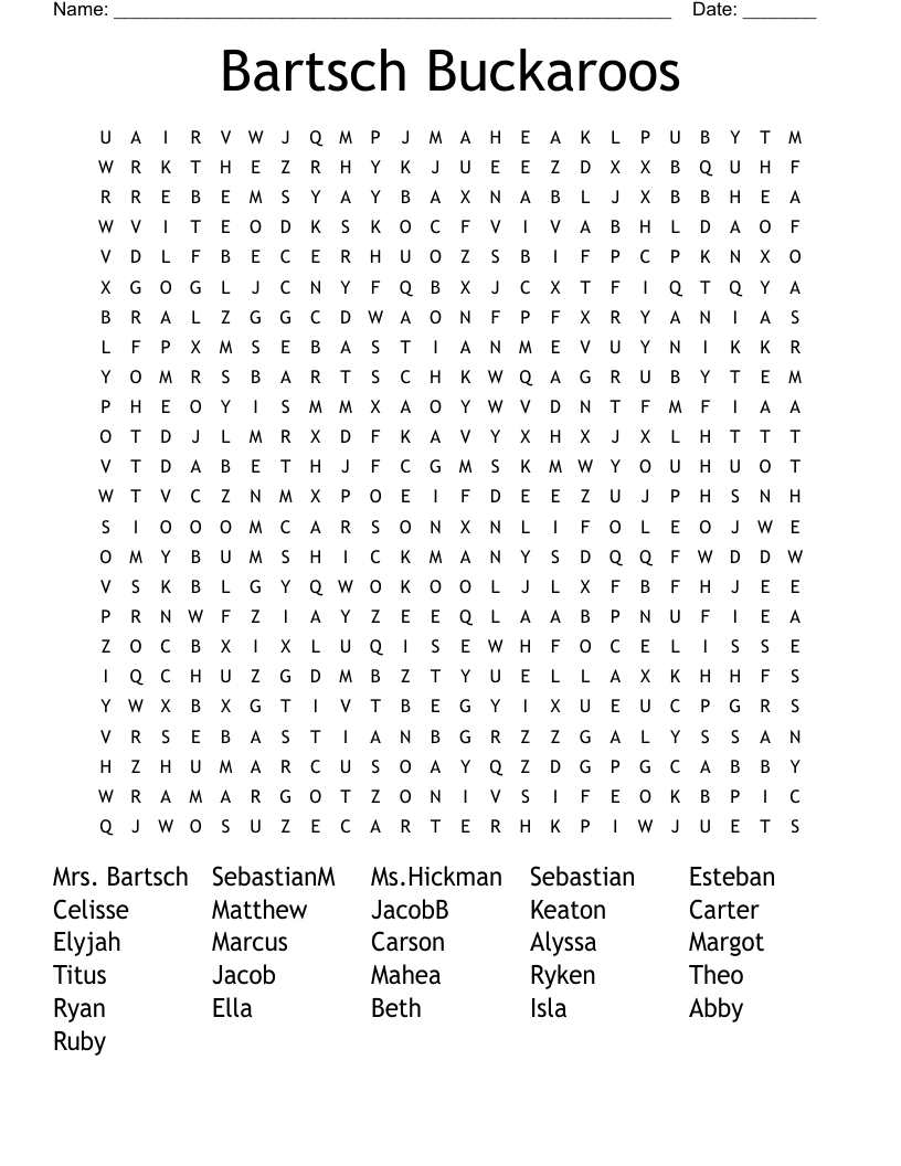 Bartsch Buckaroos Word Search