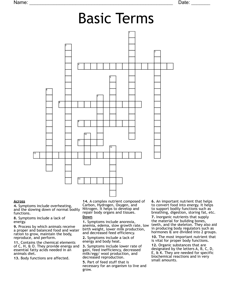 Basic Terms Crossword - WordMint