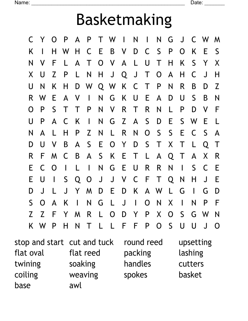 Basketmaking Word Search