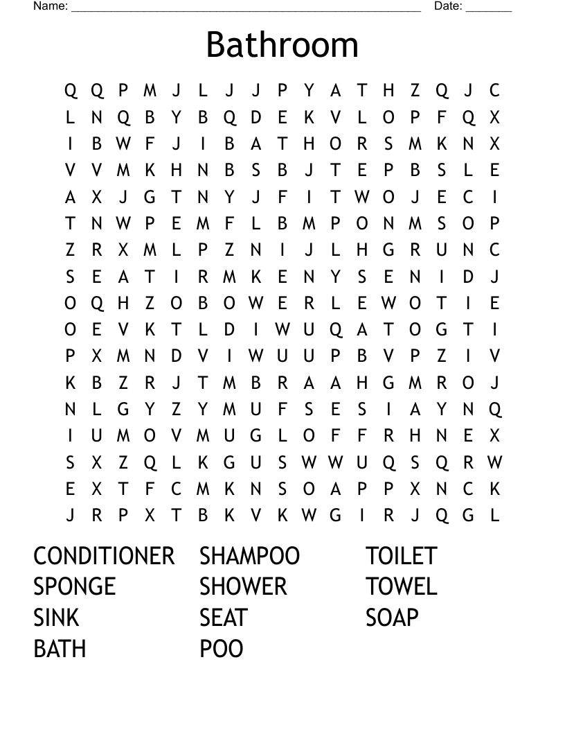 Bathroom Word Search