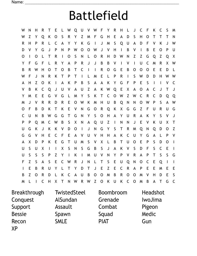 Battlefield Word Search