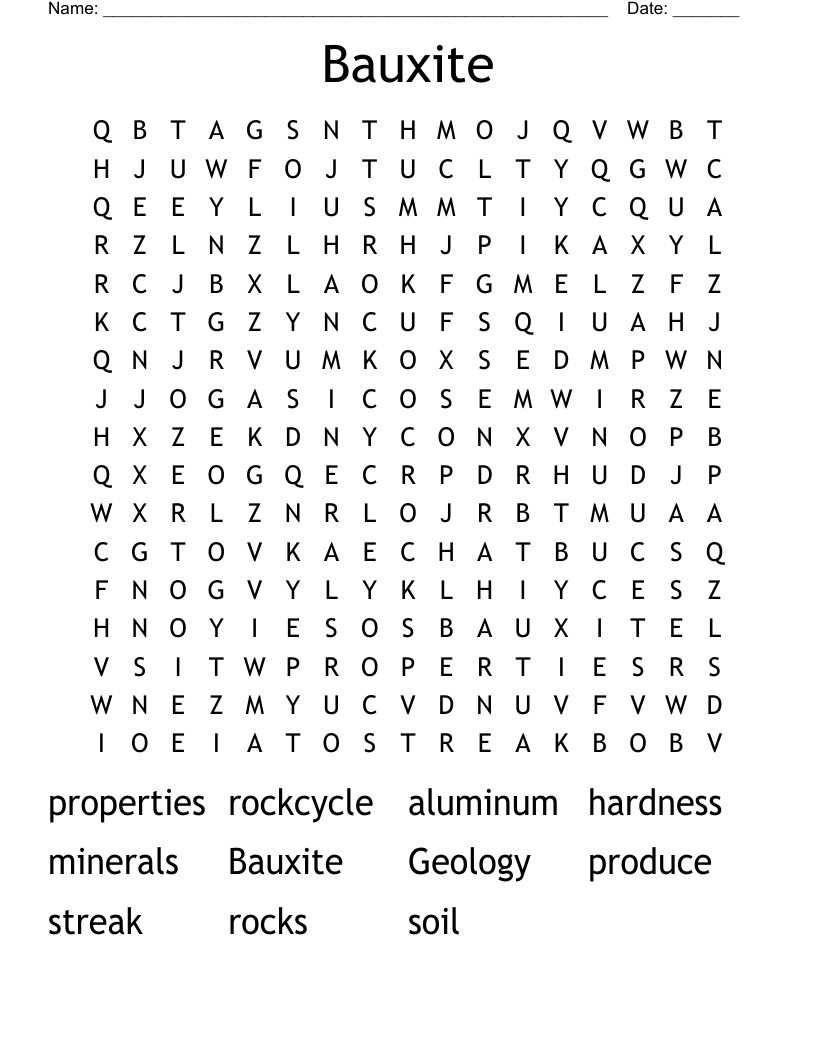 Bauxite Word Search