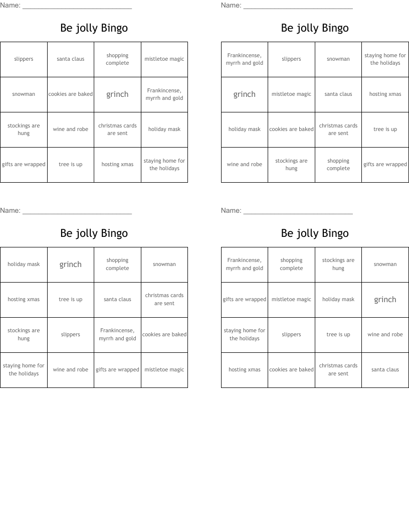 Be jolly Bingo