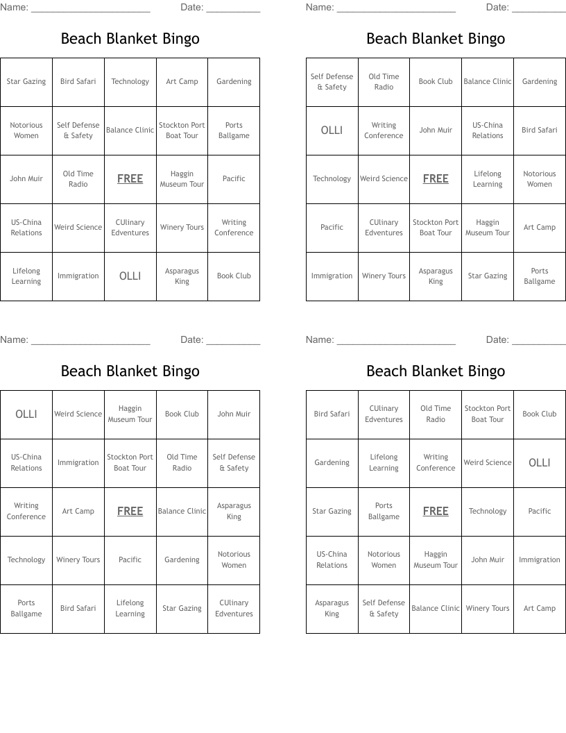 Beach Blanket Bingo WordMint