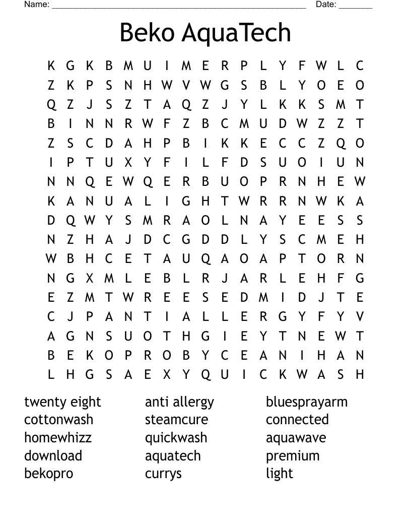 Beko AquaTech Word Search