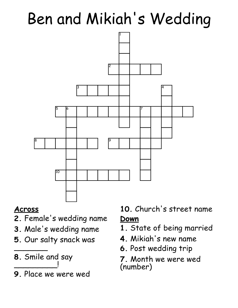 Ben and Mikiah's Wedding Crossword