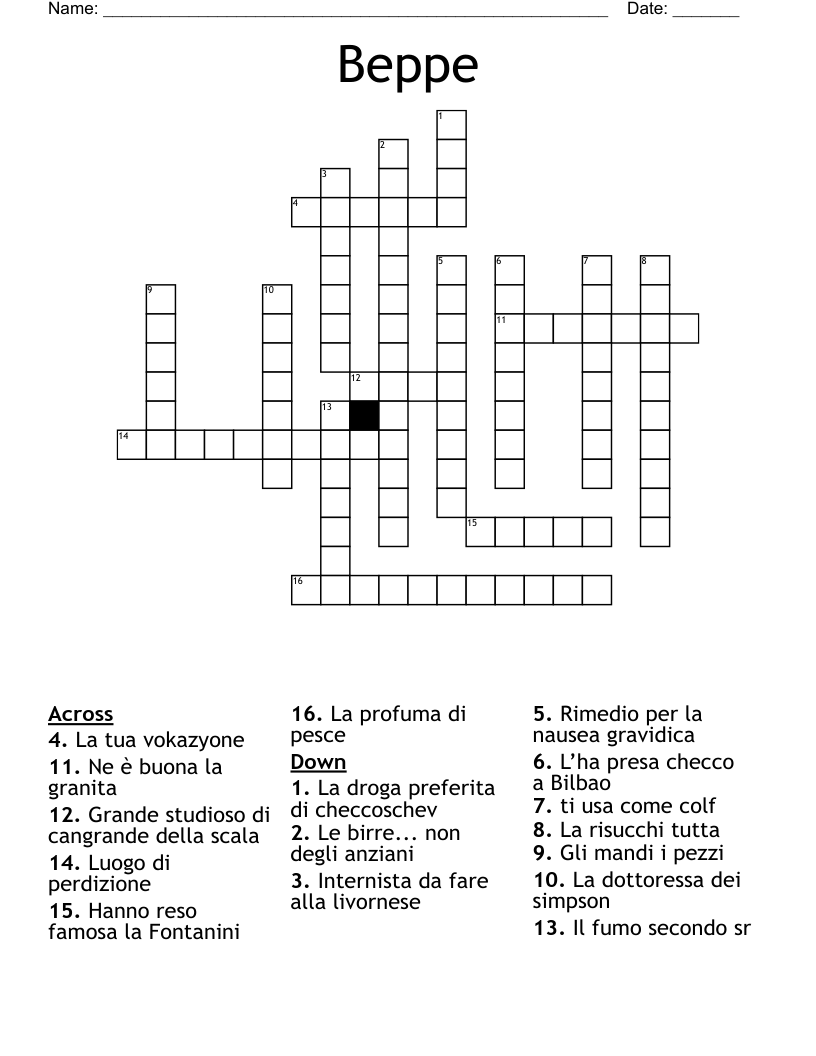 Beppe Crossword