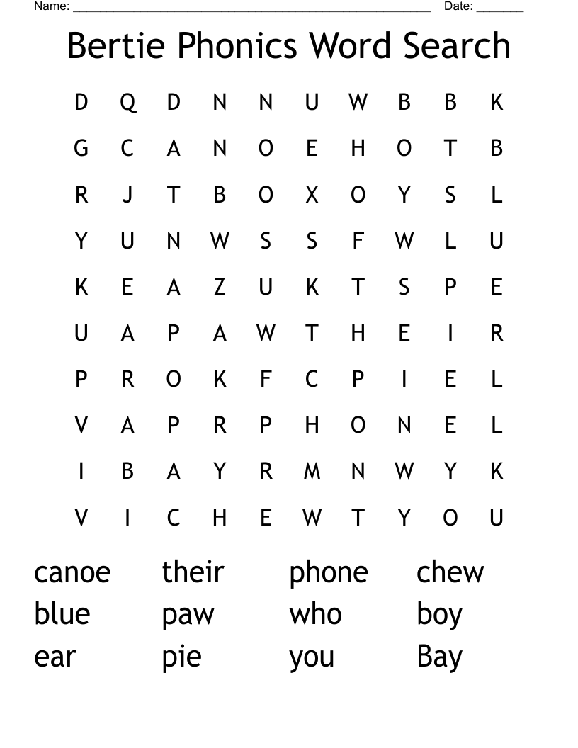 Bertie Phonics Word Search