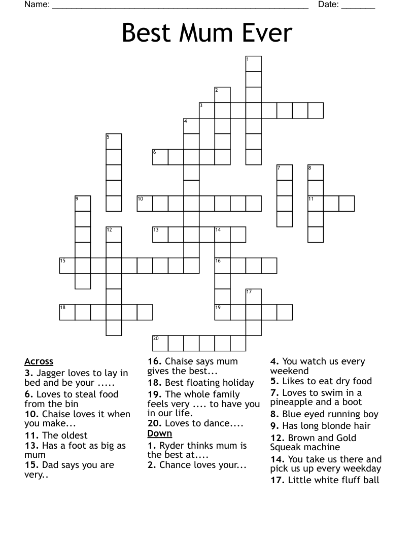 Best Mum Ever Crossword
