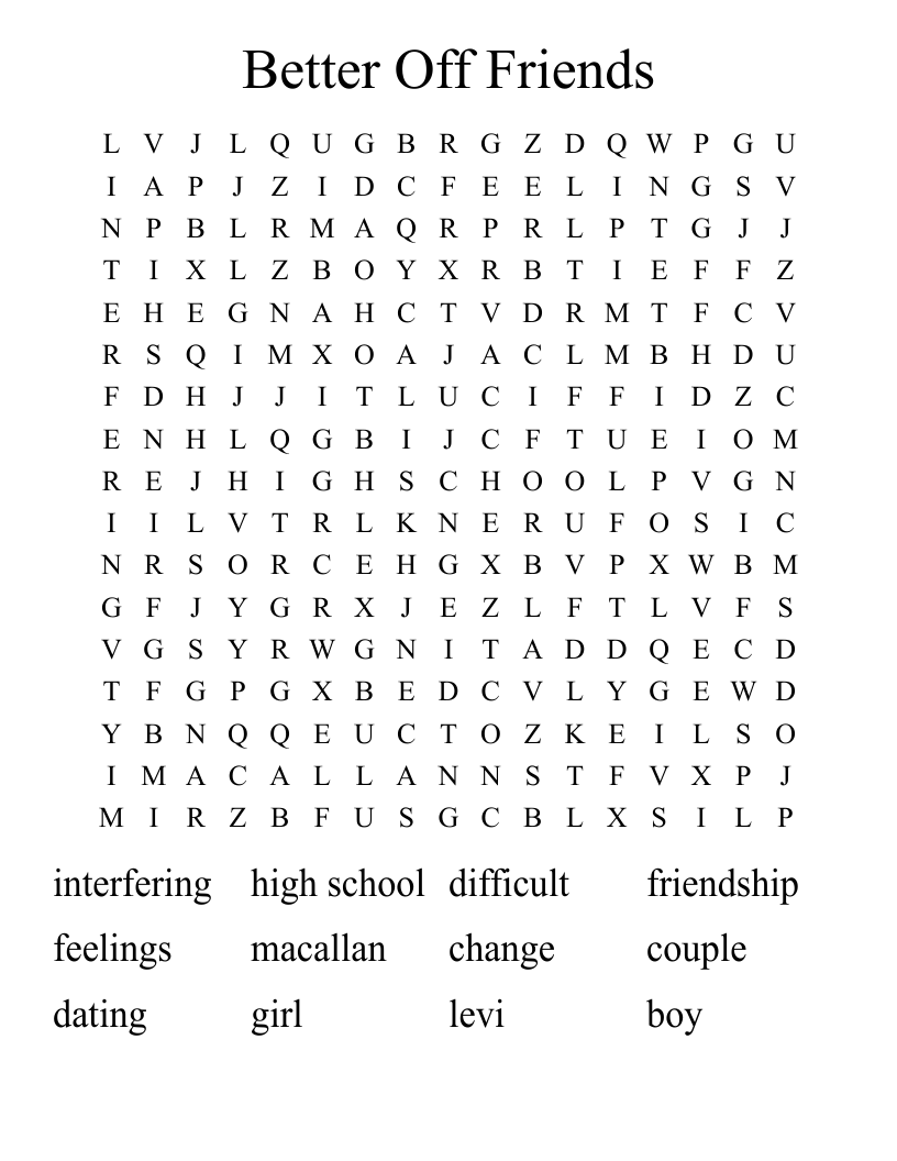 Better Off Friends Word Search