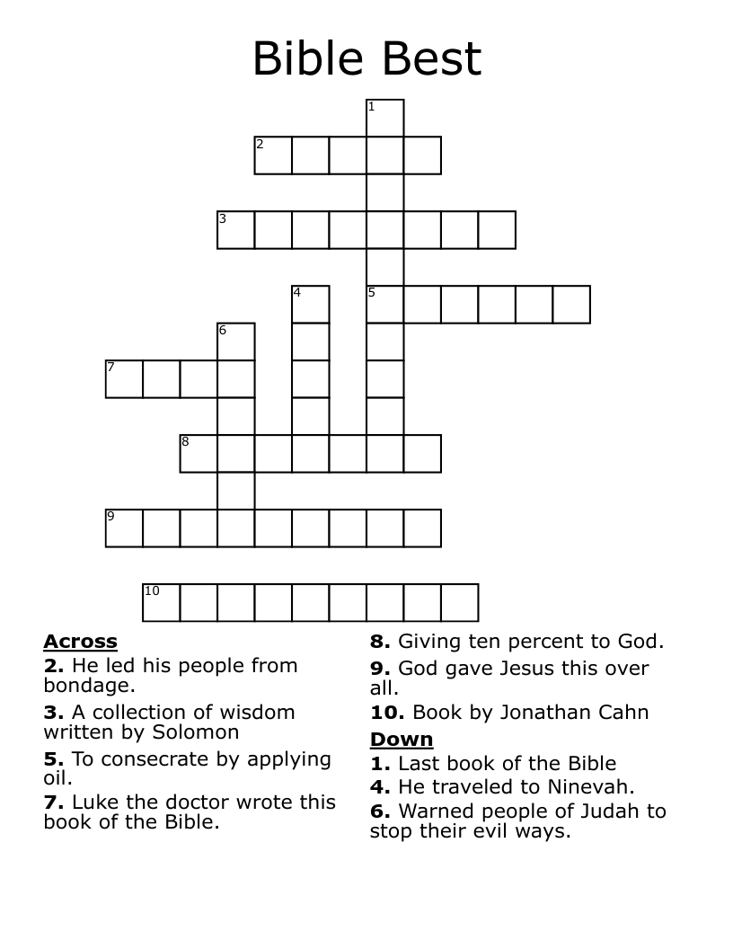 Bible Best Crossword