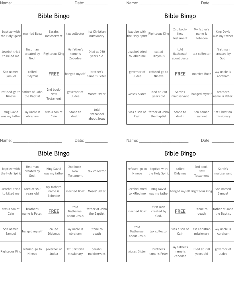 Bible Bingo