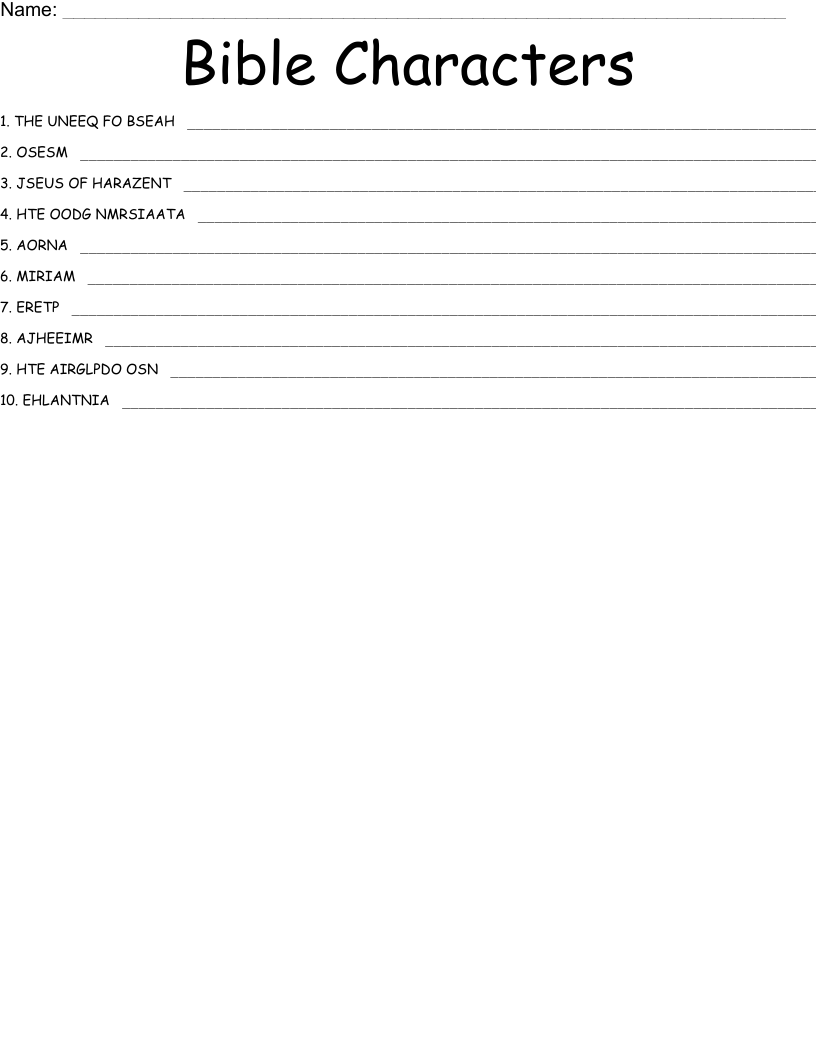 Bible Characters Word Scramble