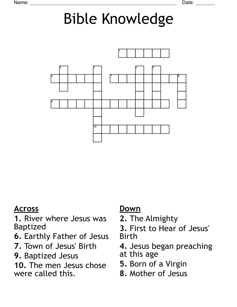 Bible Knowledge Crossword