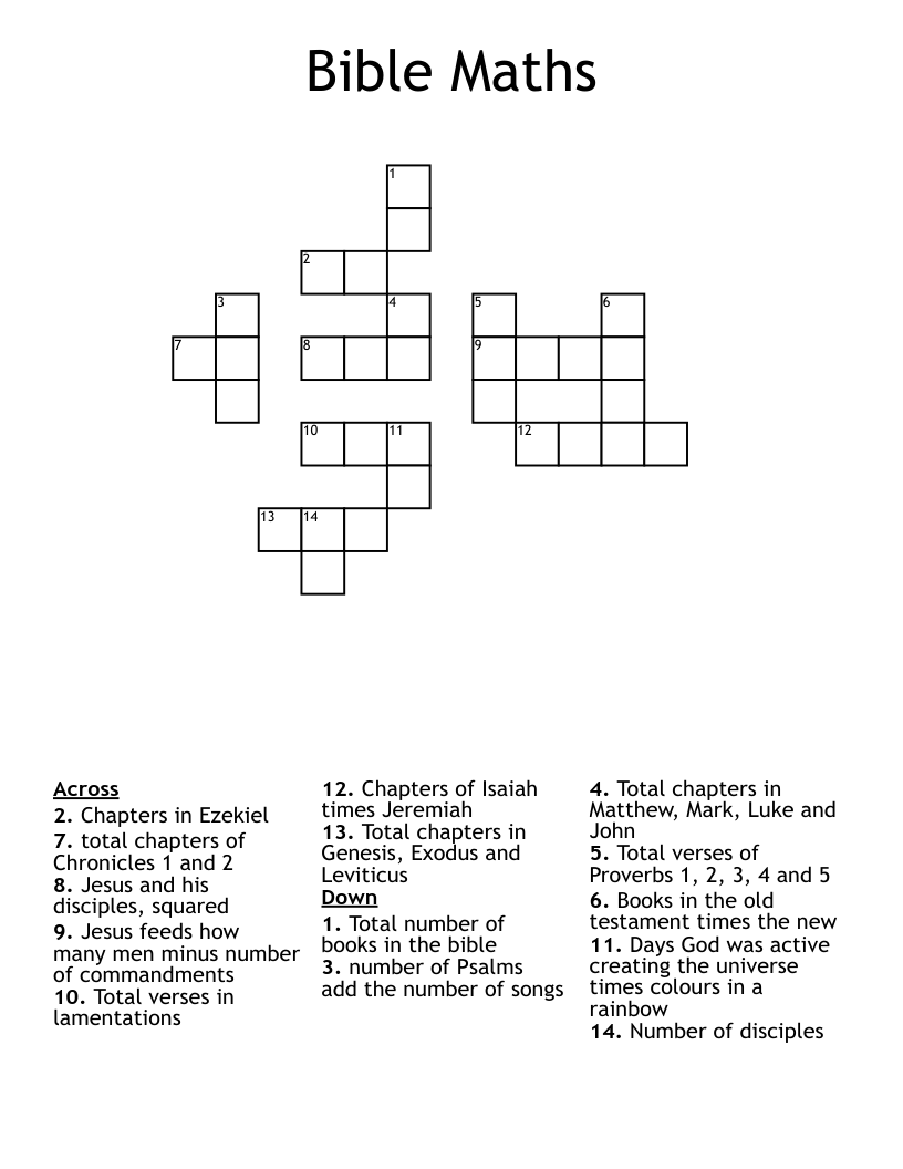 Bible Maths Crossword