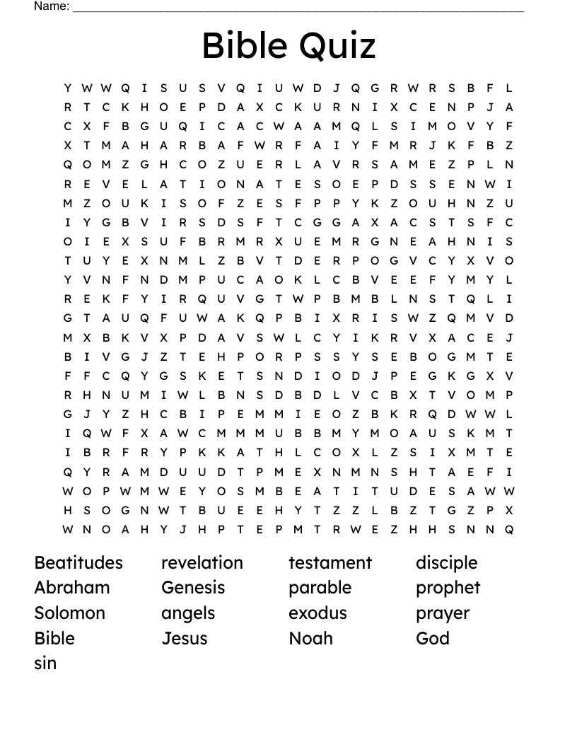Bible Quiz Word Search