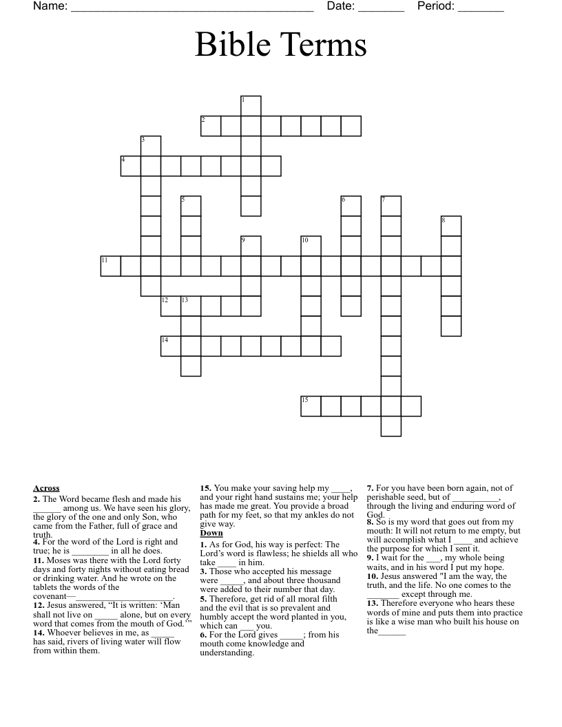 Bible Terms Crossword