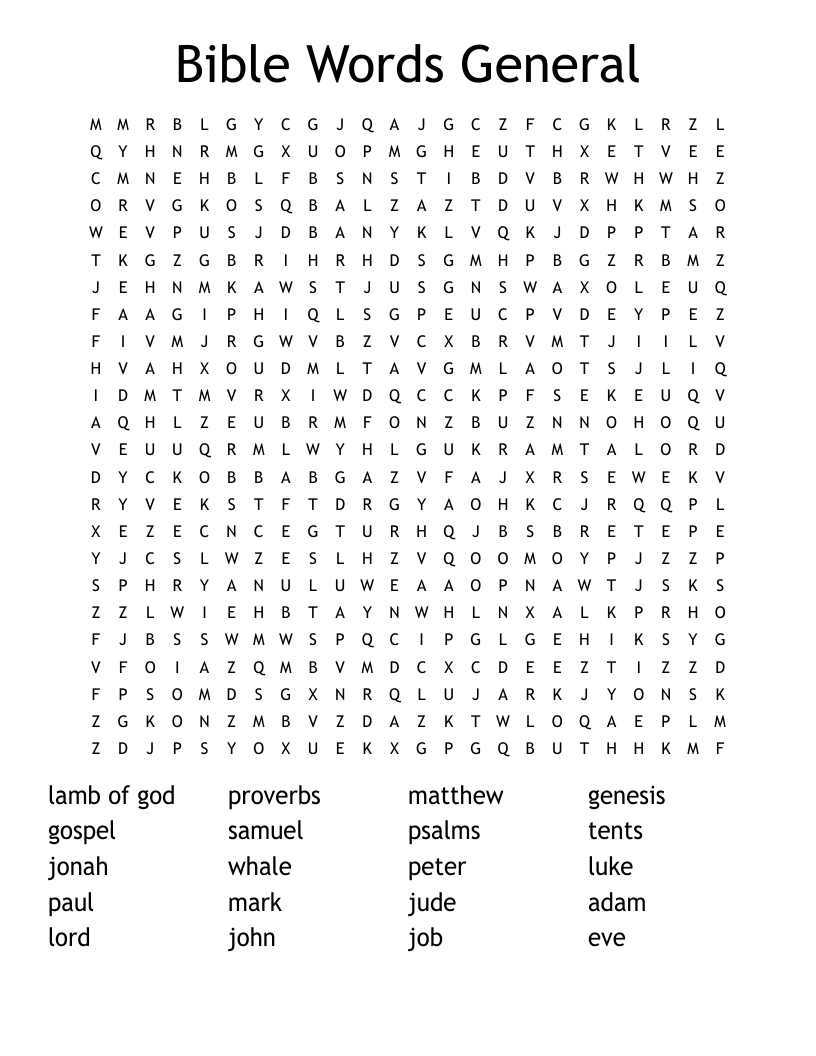 Bible Words General Word Search