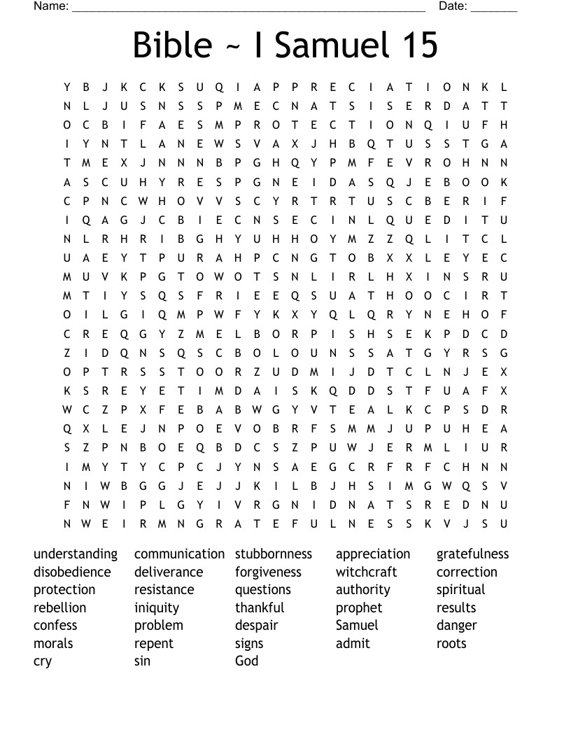 Bible ~ I Samuel 15 Word Search