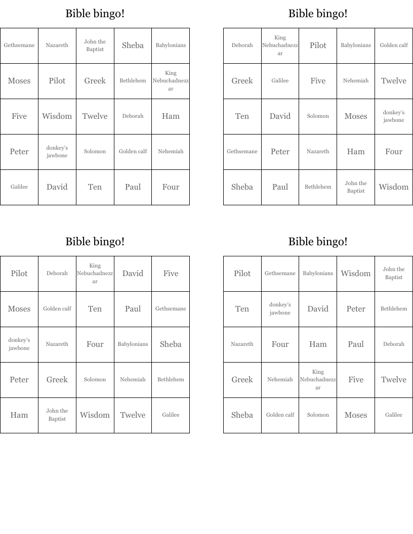 Bible bingo!