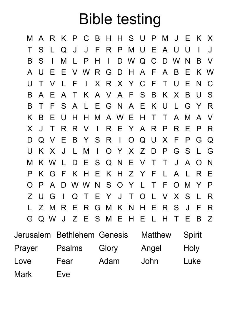 Bible testing  Word Search