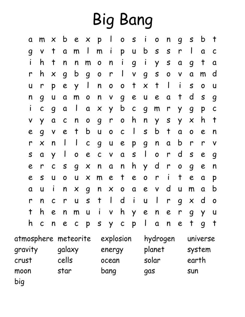Big Bang Word Search