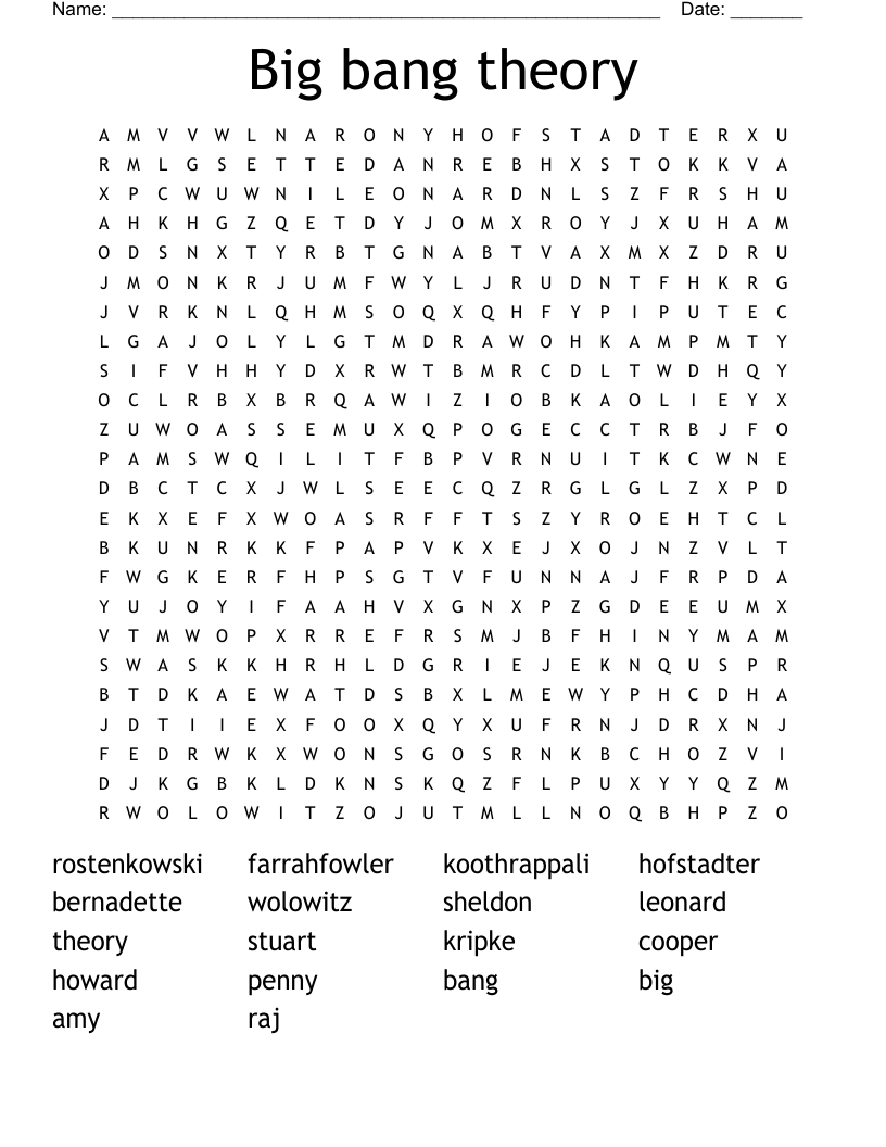 The Big Bang Theory Crossword WordMint