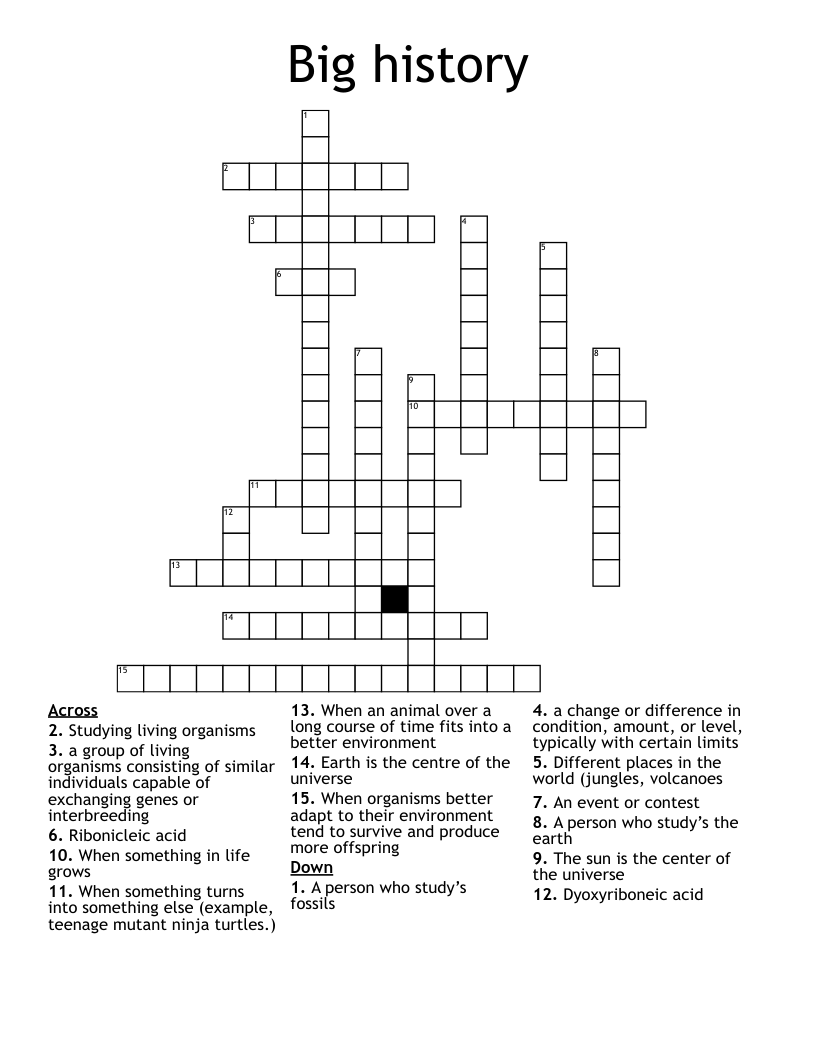 Big history Crossword