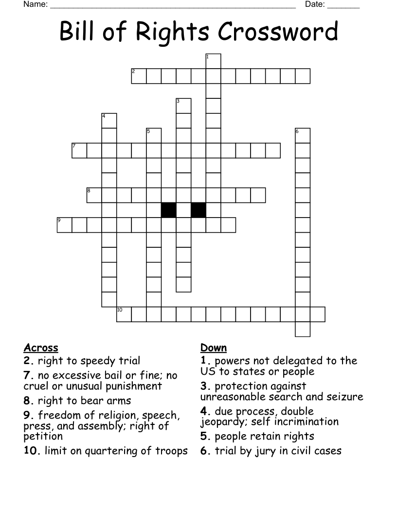 Bill Of Rights Crossword WordMint