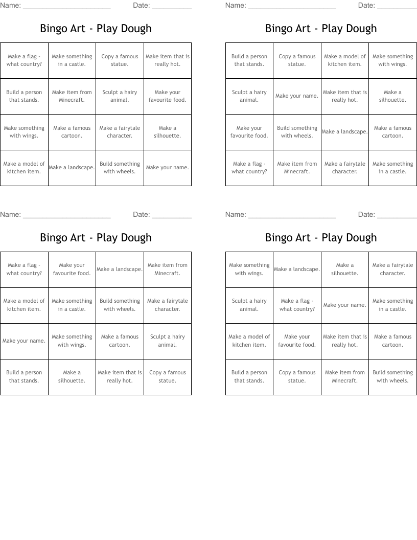 Bingo Art - Play Dough