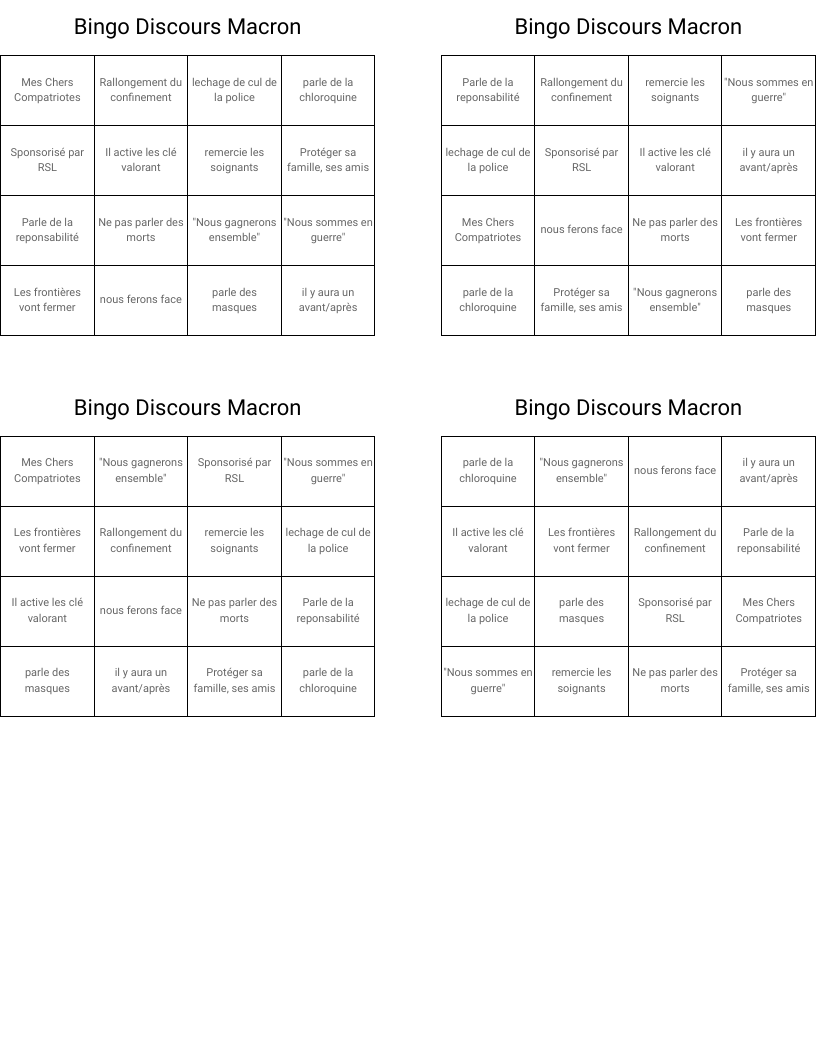 Bingo Discours Macron