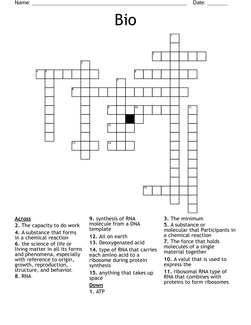 Bio Crossword