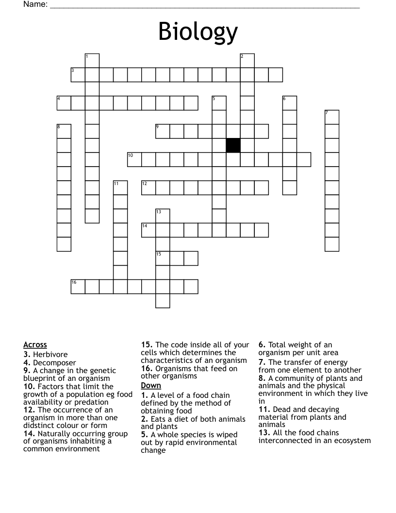 Biology Crossword