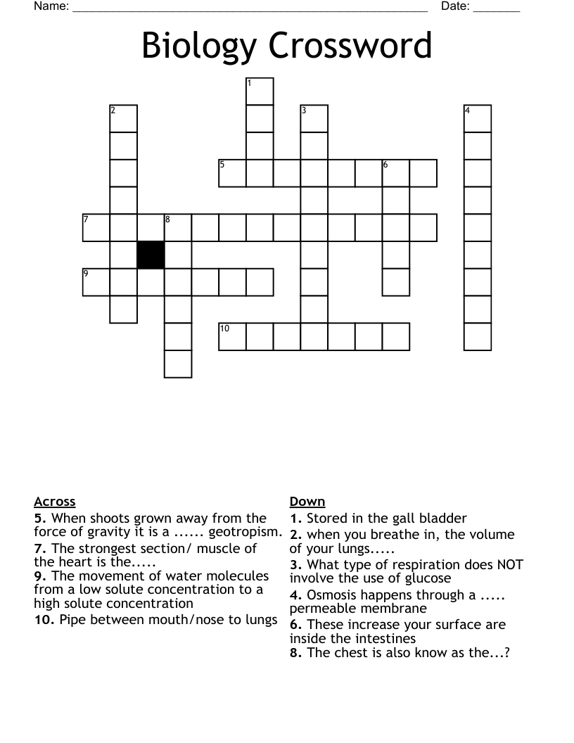 Biology Crossword