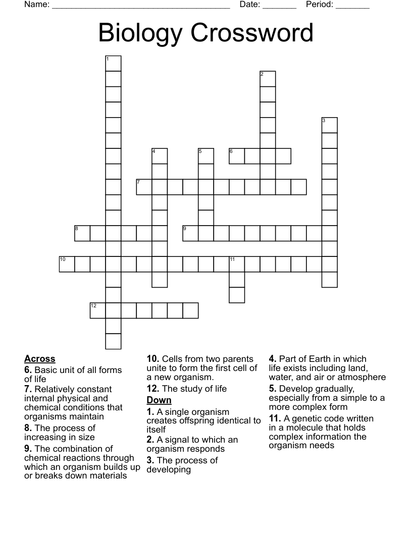 Biology Crossword 