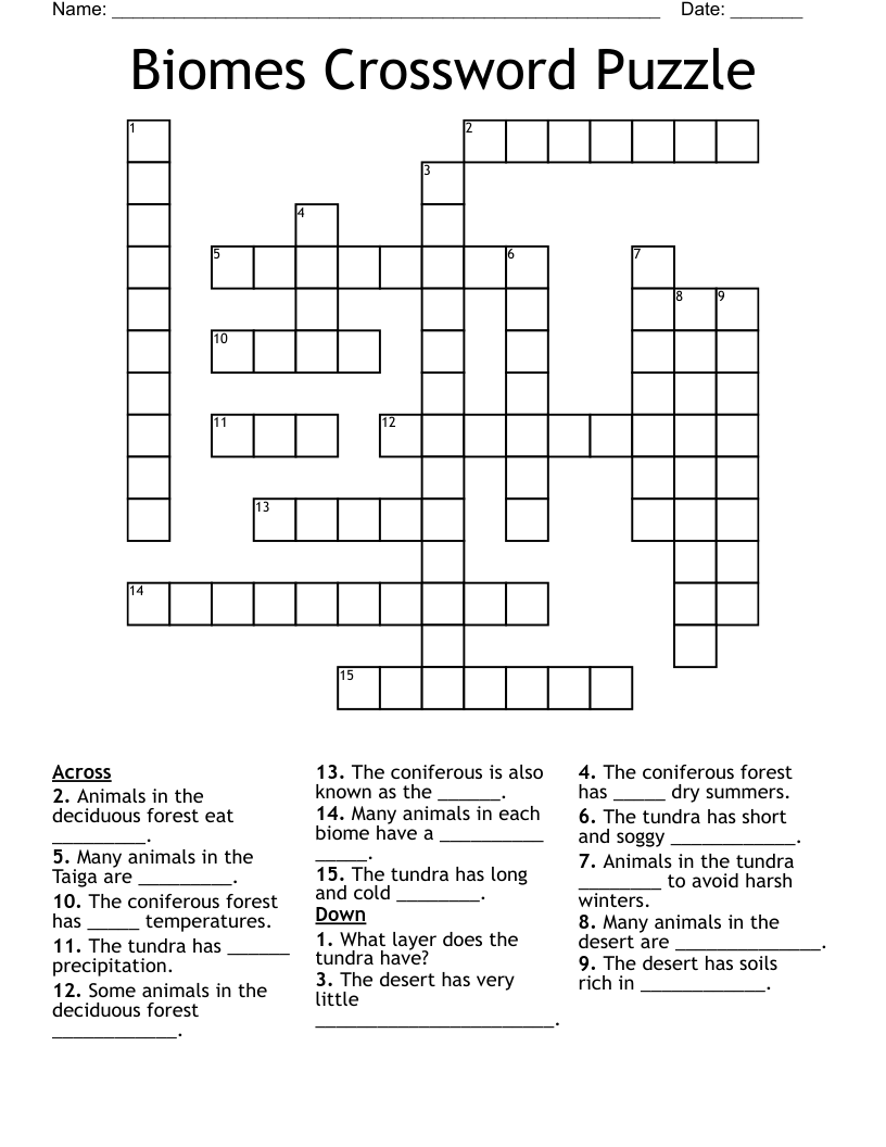 Biome Crossword Puzzle Answer Key Exercisematsexercise