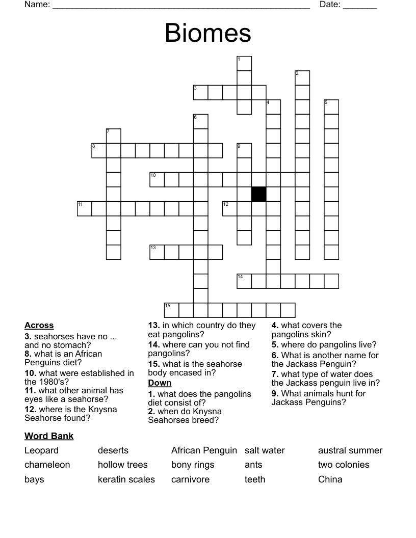 Biomes Crossword WordMint
