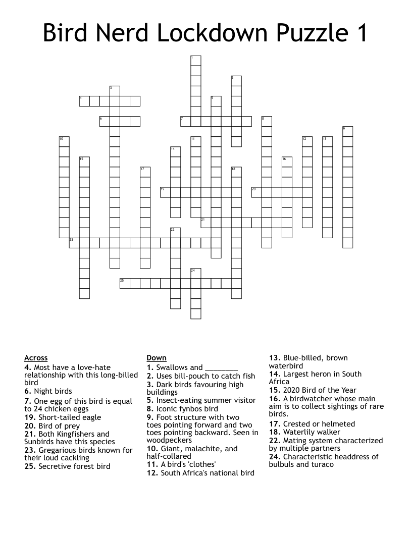 Bird Nerd Lockdown Puzzle 1 Crossword WordMint