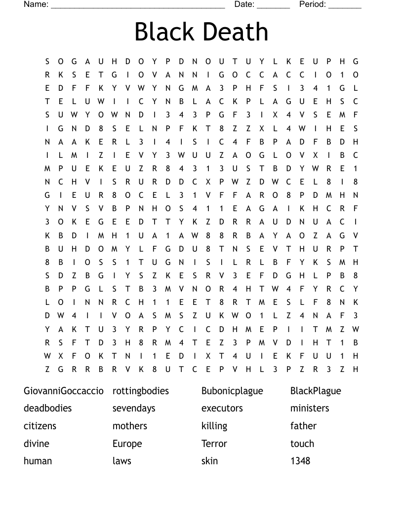 Black Death Word Search