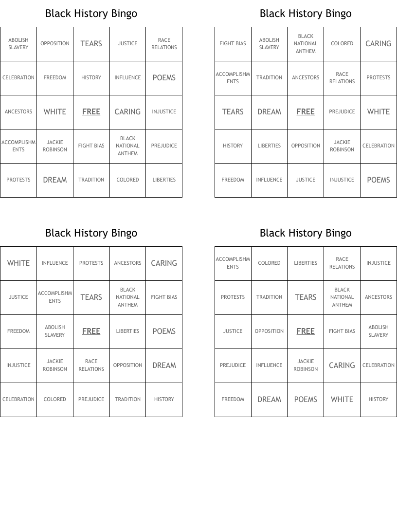Black History Bingo